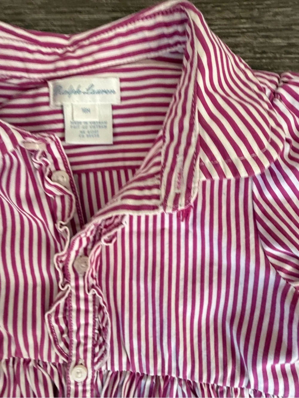 Ralph Lauren Pink and White Striped Button-Up Blouse